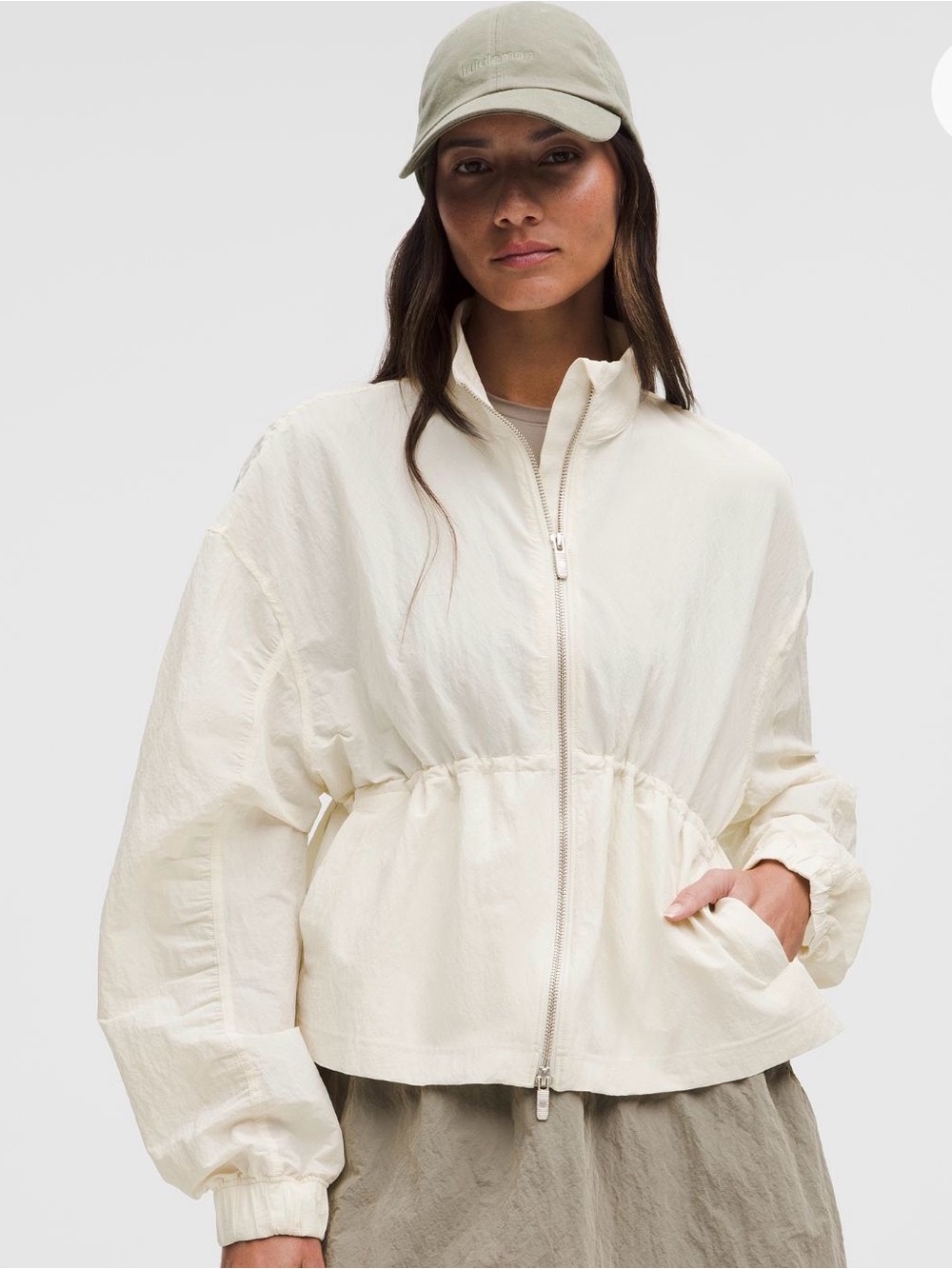 lululemon athletica Cream Zip-Up Drawcord Waist Jacket